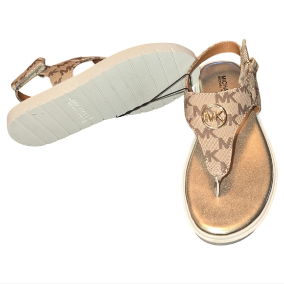Michael Kors Big Girl’s Sandals Size 1 w MK logo NWOT - Picture 3 of 5